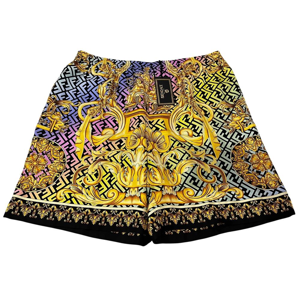 15-1 FENDACE NWT $1,075 100% Silk Baroque Shorts 2022SS Collection IT58/US4XL